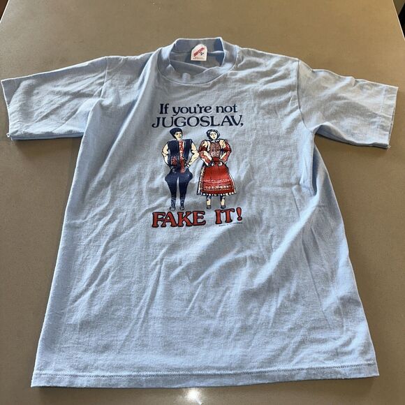 Vintage Jerzees Single Stich USA 50/50 t shirt Jugoslav seattle jr tamburitzans - Picture 2 of 5